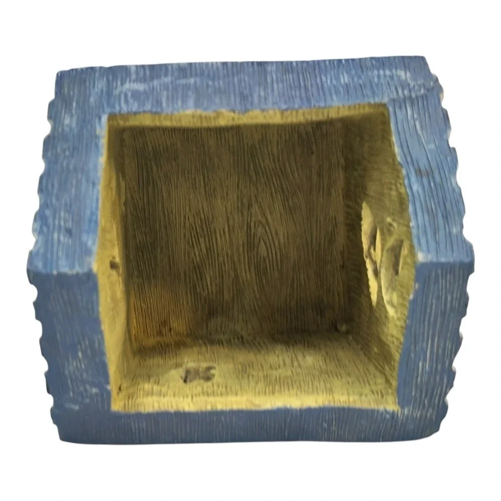VTG Resin Cottage Birdhouse Cabin House Blue Bird Votive Tealight Candle Holder